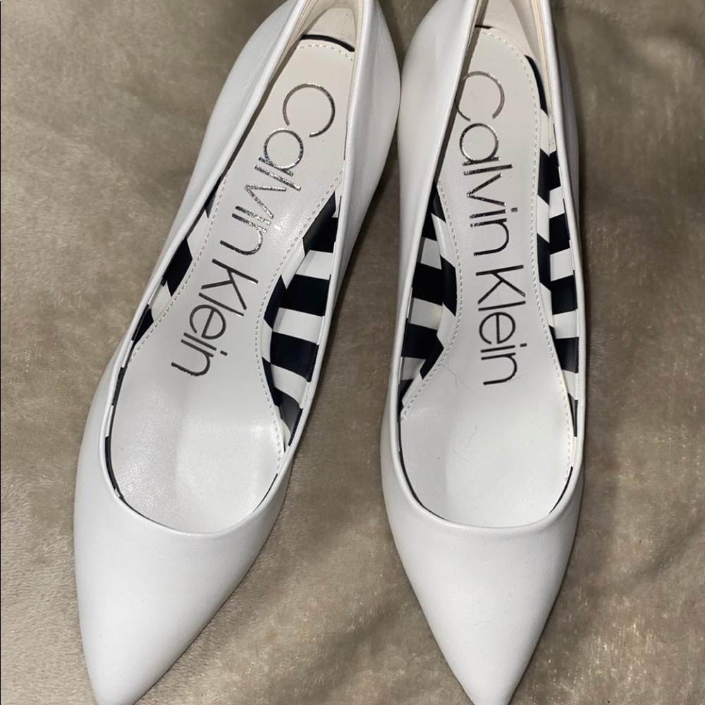 Calvin Klein heels in white leather
